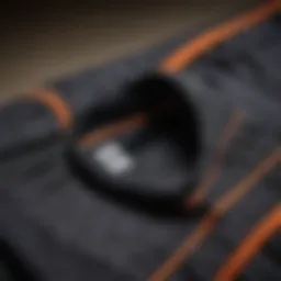 A close-up of Huf shorts showcasing their unique fabric and stitching