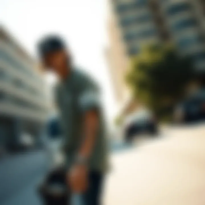 Embodying Style: The Independent Truck Shirt in Action A skateboarder wearing the Independent Truck Shirt in an urban setting