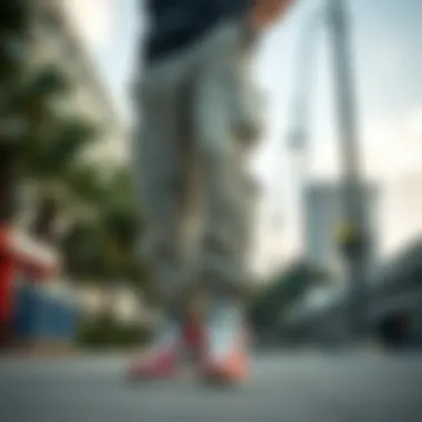 Chic and Functional Chic ensemble consisting of oversized cargo pants paired with stylish sneakers.