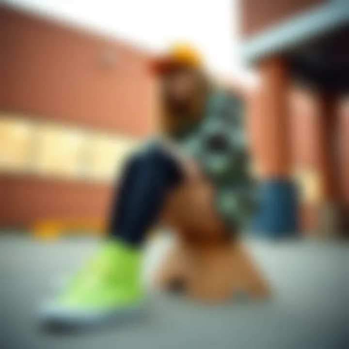 Fashion Ensemble Featuring Neon Green High Top Vans Fashionable outfit styled with neon green high top Vans