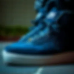 A close-up shot of Nike suede shoes focusing on texture and color