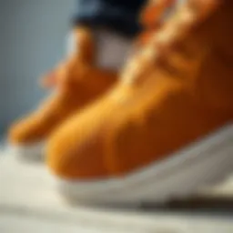 Close-up of Nike suede shoe texture highlighting its durability