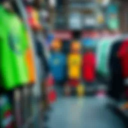 Vibrant skate clothing collection displayed in a store