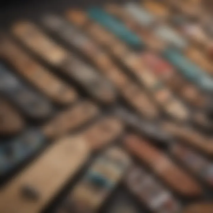 Various fingerboards on display showcasing different designs and styles