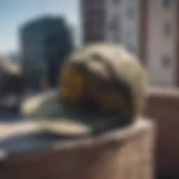 Rothco camo hat displayed against an urban backdrop