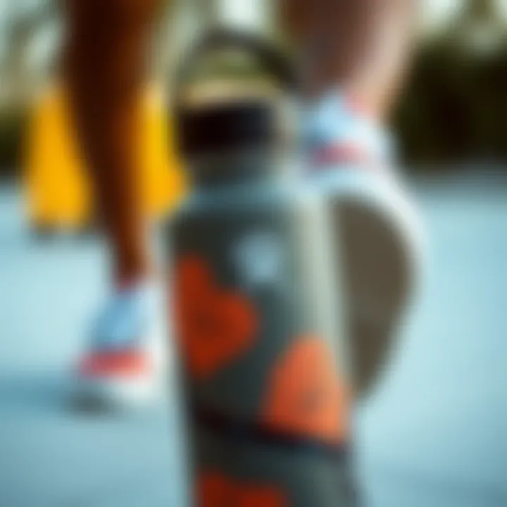 Close-up of a Hydro Flask bottle featuring RVCA's unique design elements