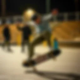 Dynamic skateboarding scene showcasing RVCA apparel and Hydro Flask products