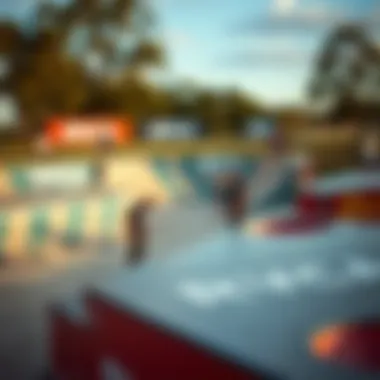 A vibrant skate park filled with RVCA branding and Hydro Flask in use