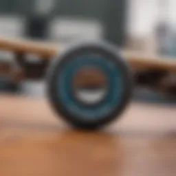 A close-up view of skateboard bearings highlighting their design.