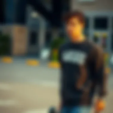 Urban Vibes with Vans Skateboarder wearing a Vans sweater in urban environment
