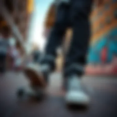 Skateboarders in Urban Setting with Chuck Taylor Lugged A vibrant urban scene featuring skateboarders wearing Chuck Taylor All Star Lugged sneakers.