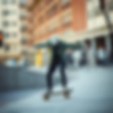 Urban Skateboarding with Anorak Jackets Skateboarder wearing anorak jacket in an urban setting