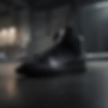 Sleek Design Features of the All-Black Supra Close-up view of the all-black Supra sneaker, showcasing its sleek design