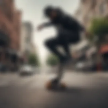 Skater performing a trick while wearing the all-black Supra sneakers