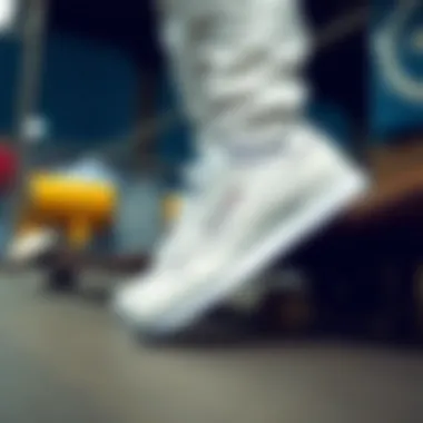 Urban Style with Reebok Classics Stylish individual wearing all white Reebok Classics in an urban setting