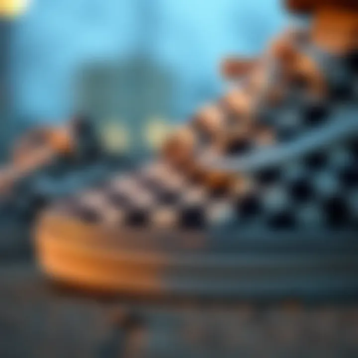 Detail of Checkered Pattern on Vans Close-up of checkered pattern on Vans footwear.
