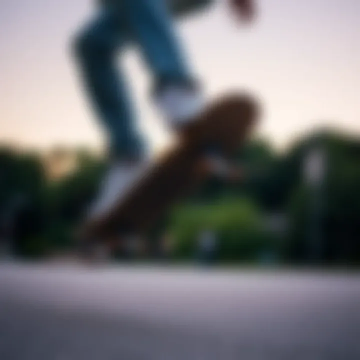 Skateboarding in Vans Checkered Footwear Skateboarder performing a trick while wearing Vans checkered shoes.