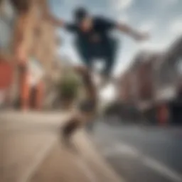 A skateboarder executing a daring trick in an urban environment