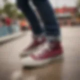 Vintage Chuck Taylor All Star shoes in a skate park setting