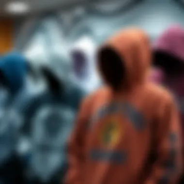 Diverse styles of graphic hoodies displayed