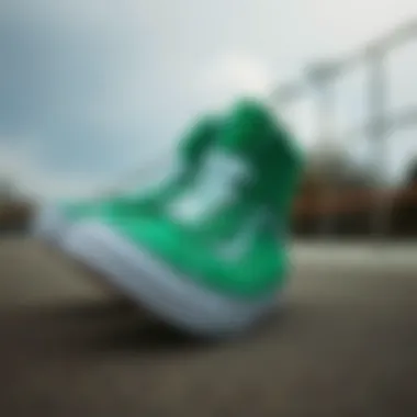 Vans Green High Tops at the Skate Park Vans green high tops in a skate park setting
