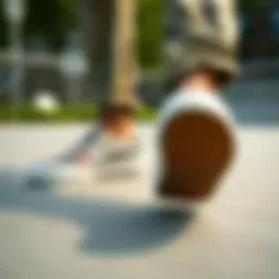 Floral print slip-on Vans showcased in a skate park setting