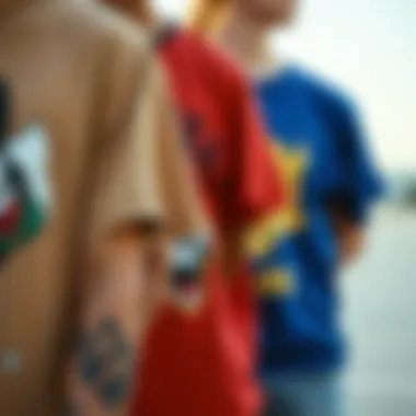 Unique Streetstyle T-Shirt Designs A close-up of unique streetstyle t-shirt designs reflecting individuality