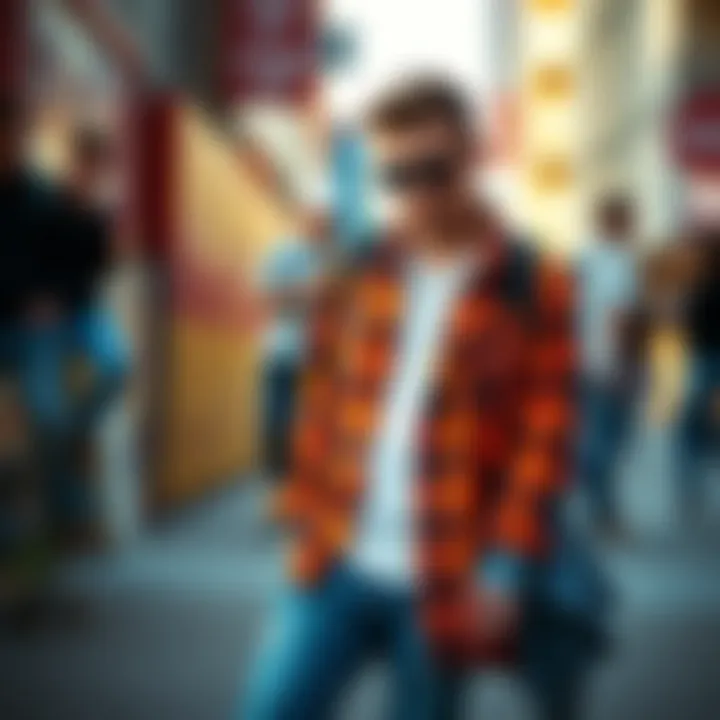 Casual Street Style with Orange Plaid Flannel Casual street style featuring the orange plaid flannel shirt with accessories