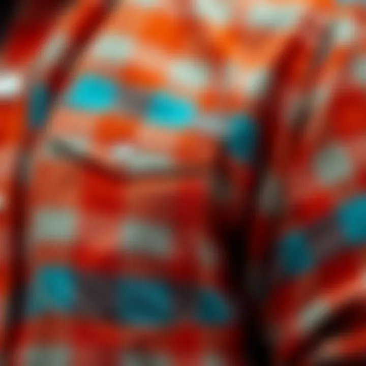 Textural Detail of Orange Plaid Flannel Shirt Close-up of the fabric texture of an orange plaid flannel shirt