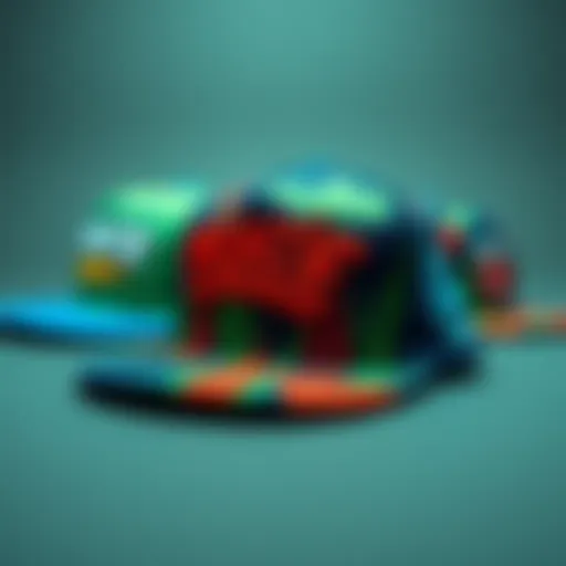 A collection of colorful primitive snapbacks showcasing various designs