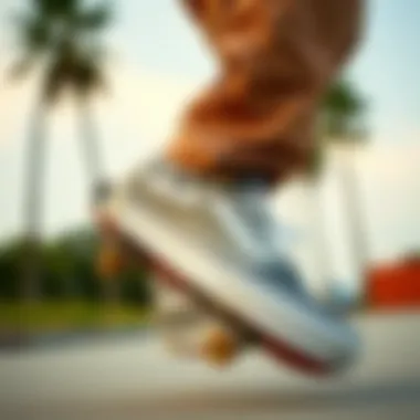 Vans in Action: Skateboarding Style A skateboarder performing a trick while wearing Vans.
