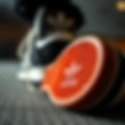 Close-up view of the Adidas brown sole showcasing texture and design.