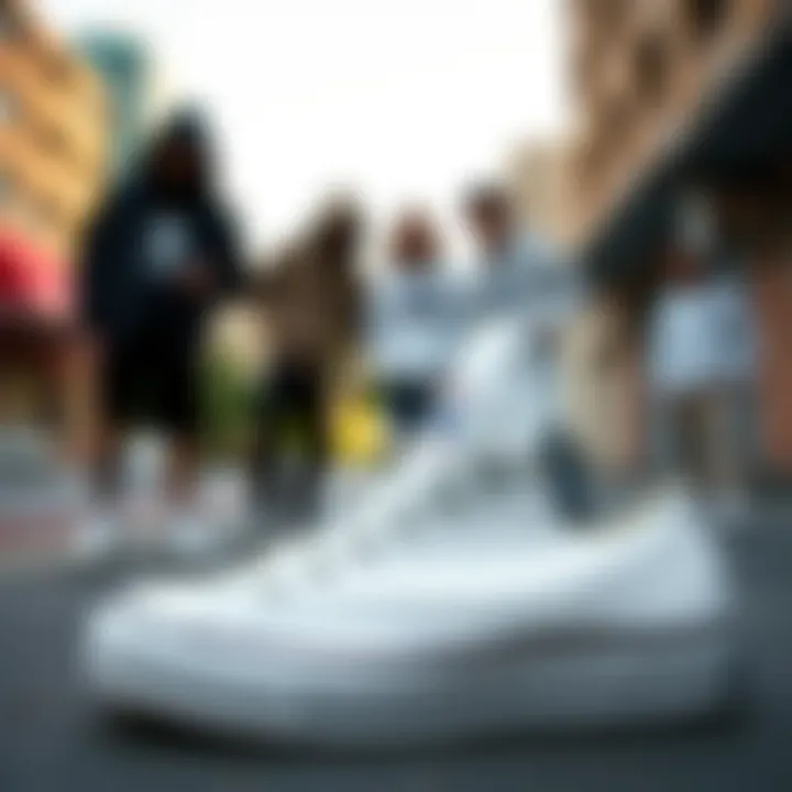 Urban Style and Versatility Group of athletes wearing white leather Converse All Star in urban setting