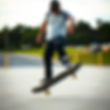 Dynamic Use in Skateboarding Culture A skateboarder demonstrating the practical use of black and white pants in action.