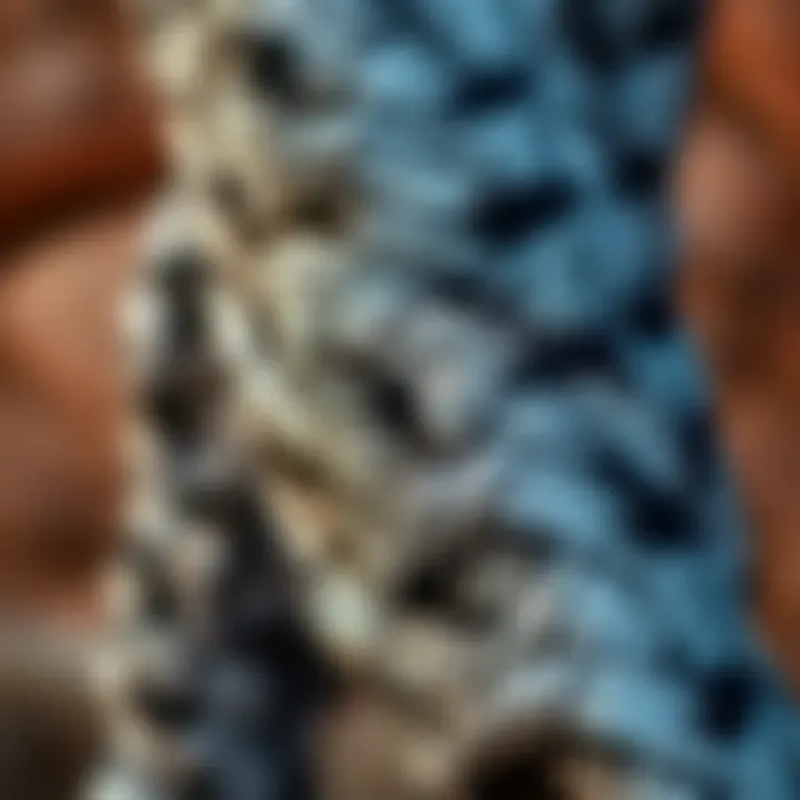 Intricate Weaving of Black and White Pants Close-up of the unique weaving style of black and white trousers.