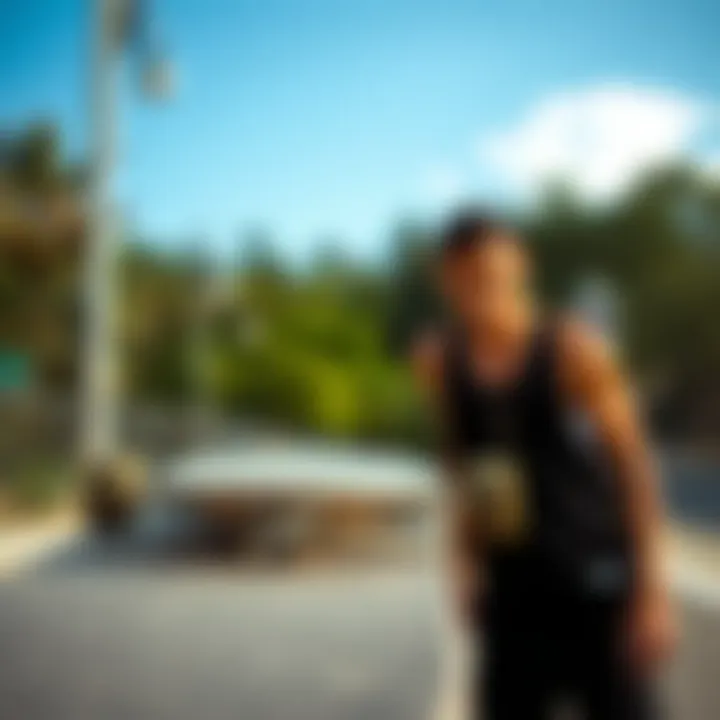 Fashion Synergy: Skateboard Deck and Tank Top A skateboard deck and black tank top showcasing fashion synergy