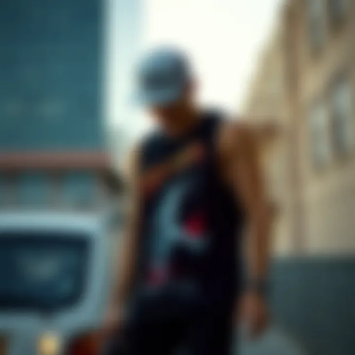 Stylish Black Tank Top in Skate Culture A stylish black tank top showcasing unique skateboard graphics