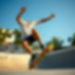 A skater showcasing a low cut white tank top while performing a trick