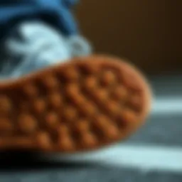 Close-up view of Adidas gum sole showcasing texture and design