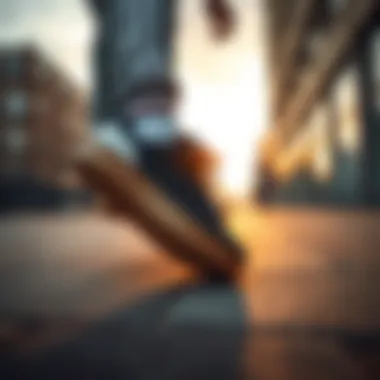 Urban Skateboarding with Adidas Gum Sole Adidas footwear with gum sole in an urban skateboarding setting