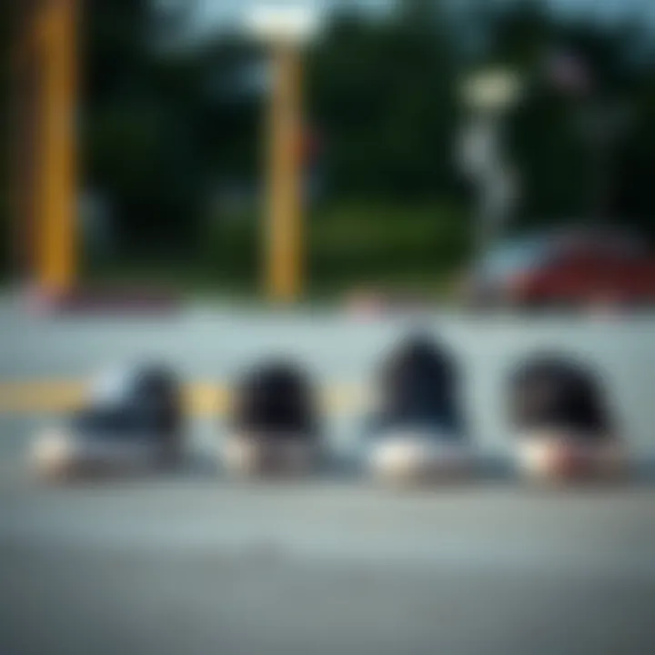 Vans Size Comparison A comparison of different sizes of black Vans shoes.