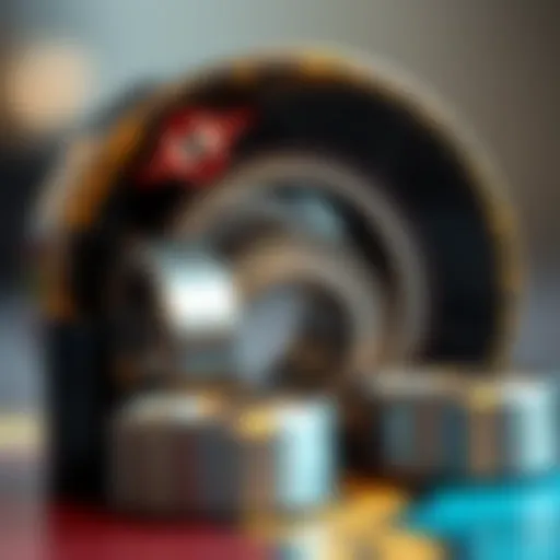 A detailed close-up of skateboard bearings showcasing different sizes and specifications.