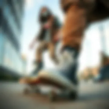 Black Hi-Tops in Urban Skate Culture Skateboarders wearing black hi-tops in urban settings