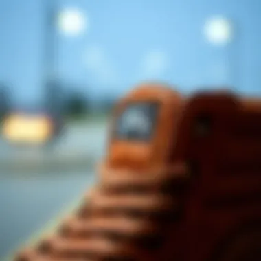 Textural Detail of Vans SK8 Hi MTE Close-up view of Vans SK8 Hi MTE in brown leather showcasing texture