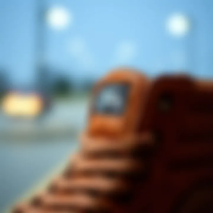 Textural Detail of Vans SK8 Hi MTE Close-up view of Vans SK8 Hi MTE in brown leather showcasing texture