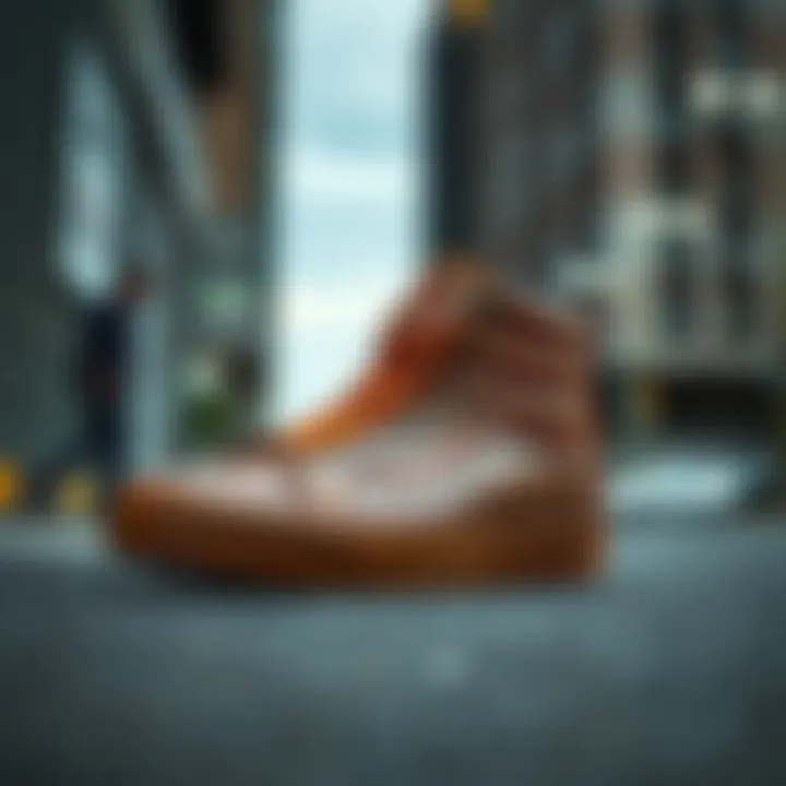 Vans SK8 Hi MTE in Urban Environment Vans SK8 Hi MTE in brown leather against an urban backdrop