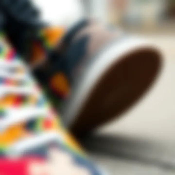 Detail of Color Patterns and Materials Close-up view highlighting the unique color patterns and materials of the Vans Ultratrange EXO Multicolor