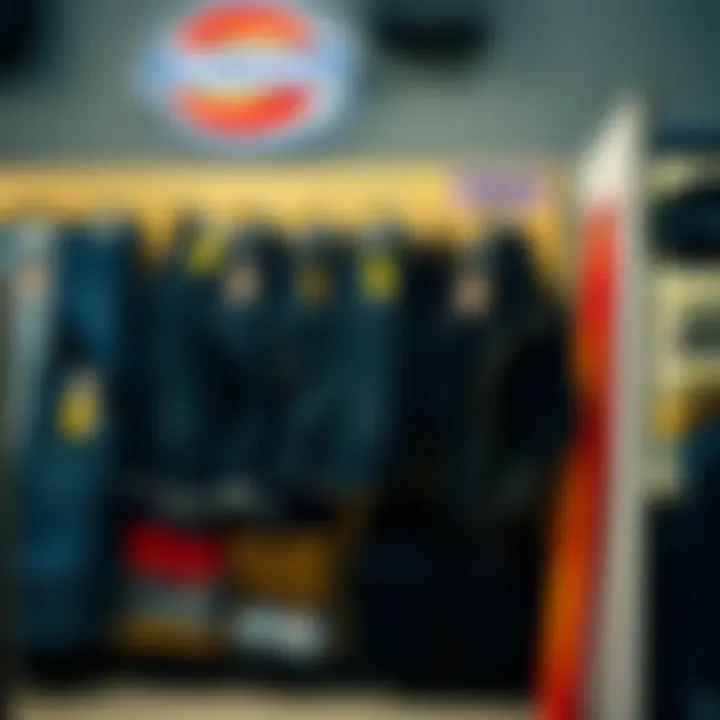 Retail Store with Dickies Jeans Retail store displaying Dickies jeans on racks