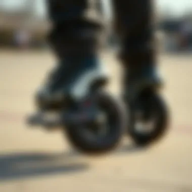 Performance Features of Heelys Wheels Close-up of Heelys wheels showing performance features