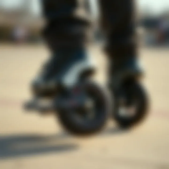 Performance Features of Heelys Wheels Close-up of Heelys wheels showing performance features